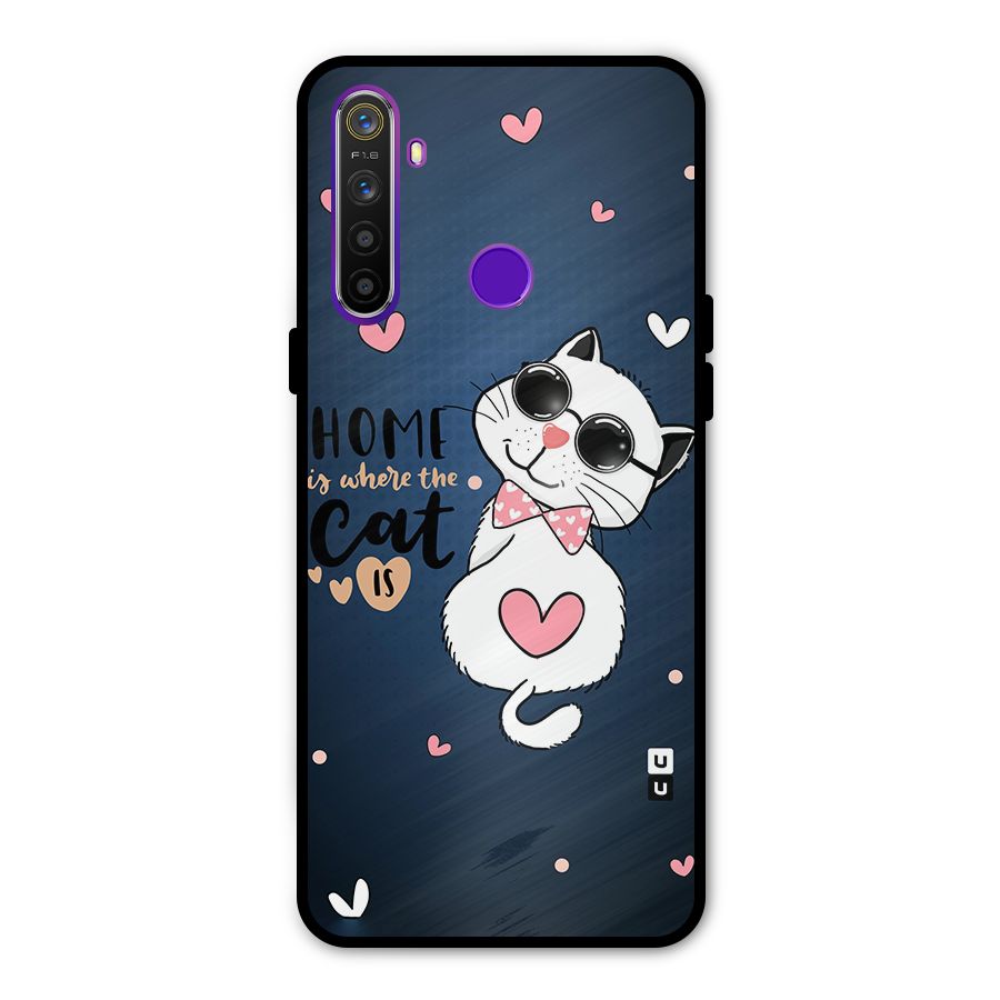 Home Where Cat Glass Back Case for Realme 5s