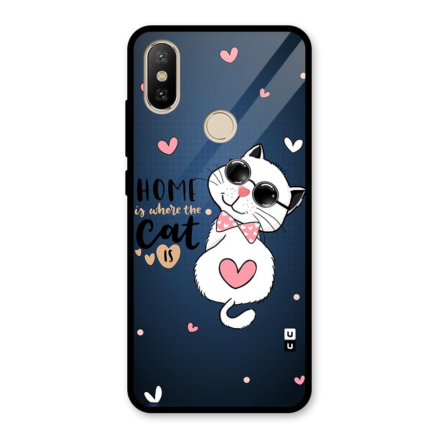 Home Where Cat Glass Back Case for Redmi A2