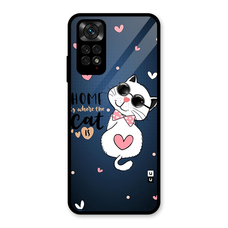 Home Where Cat Glass Back Case for Redmi Note 11S