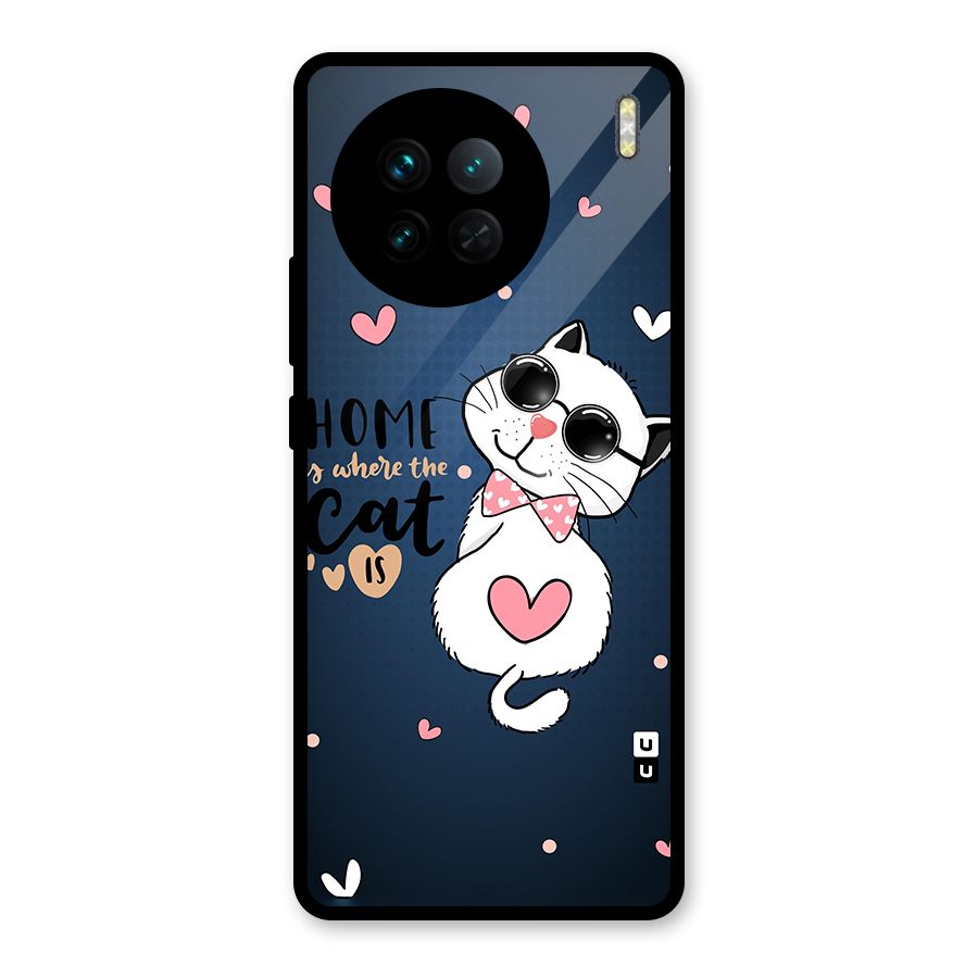 Home Where Cat Glass Back Case for Vivo X90