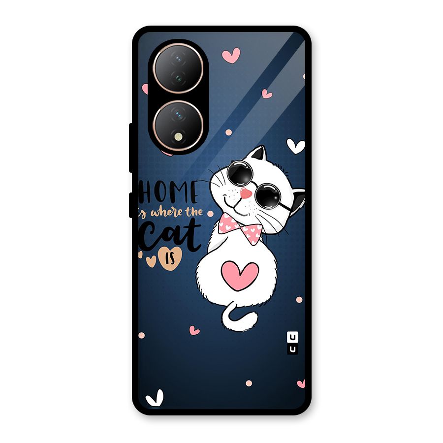 Home Where Cat Glass Back Case for Vivo Y100A