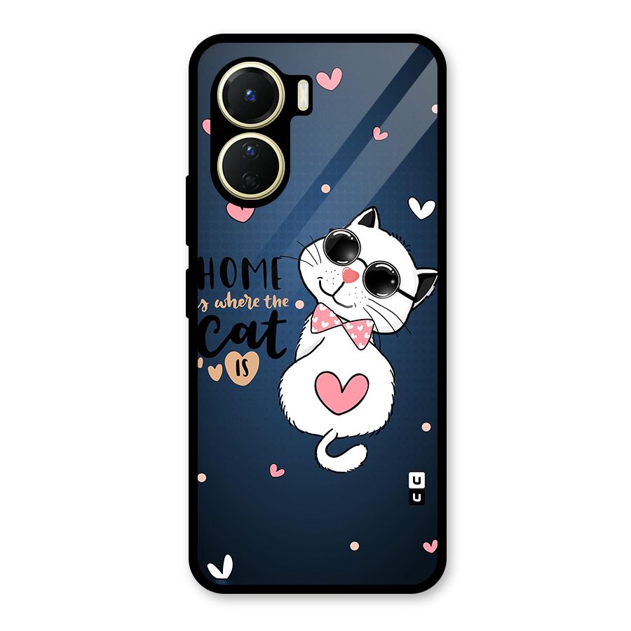 Home Where Cat Glass Back Case for Vivo Y16