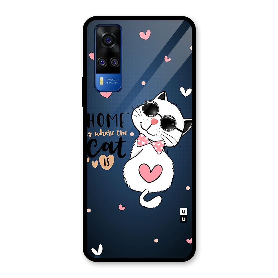 Home Where Cat Glass Back Case for Vivo Y31