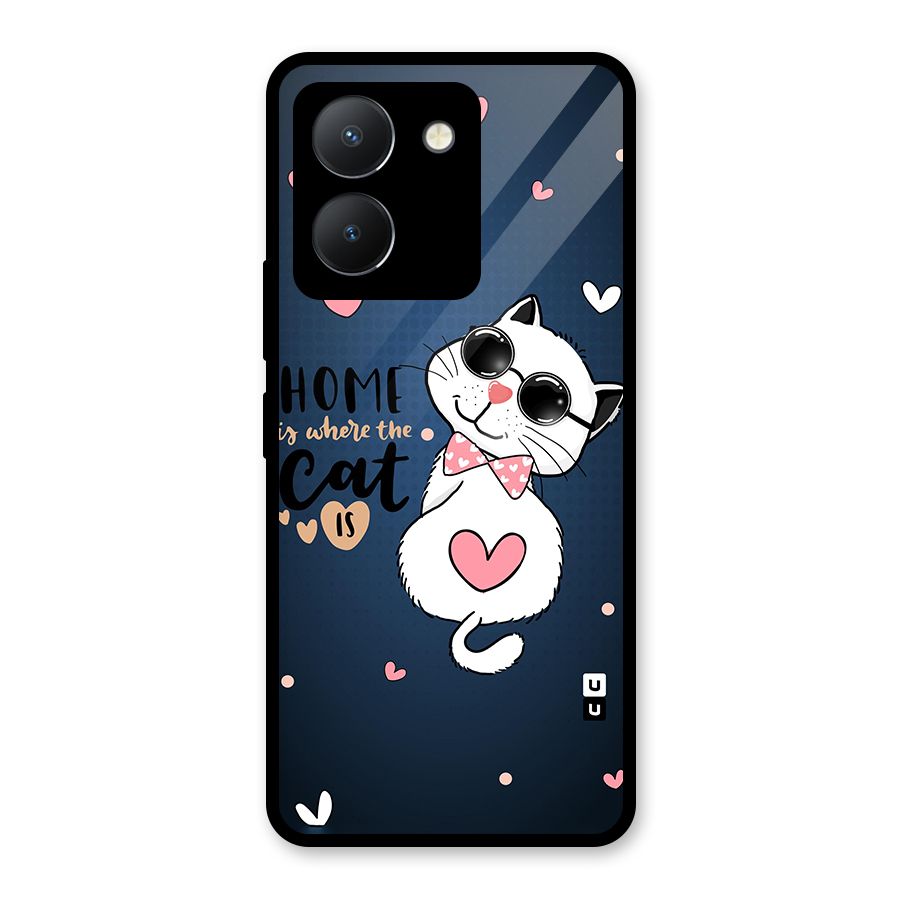 Home Where Cat Glass Back Case for Vivo Y36