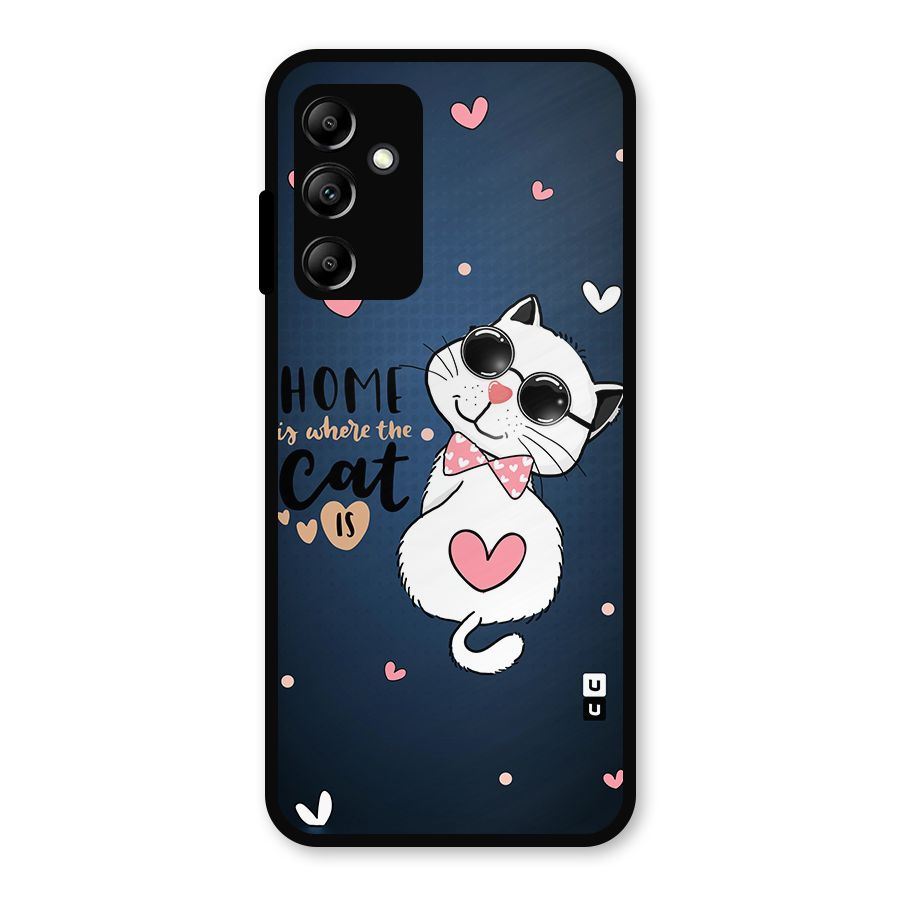 Home Where Cat Metal Back Case for Galaxy A14 5G