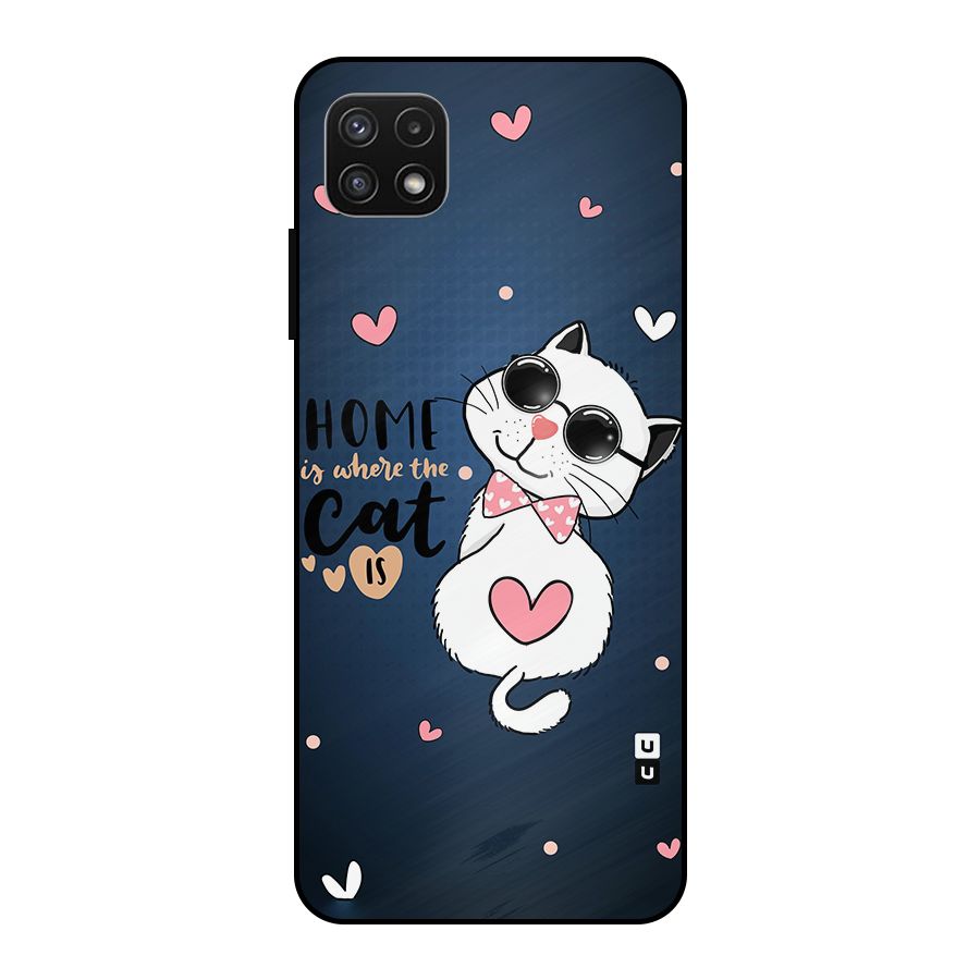 Home Where Cat Metal Back Case for Galaxy A22 5G