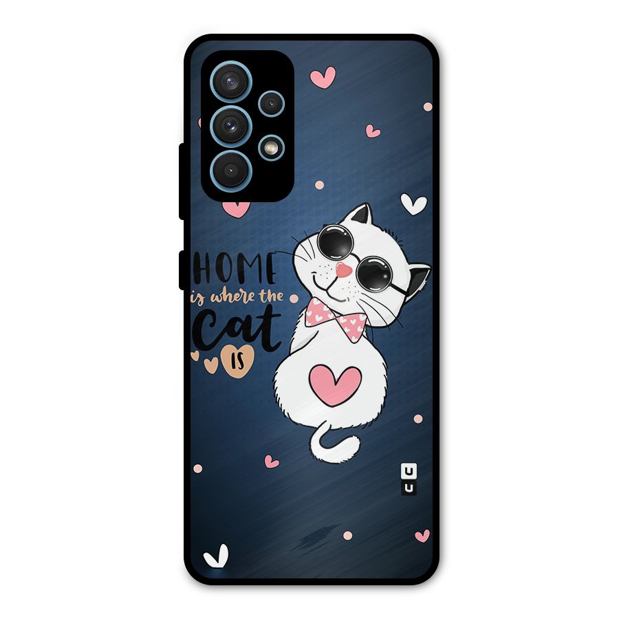 Home Where Cat Metal Back Case for Galaxy A32