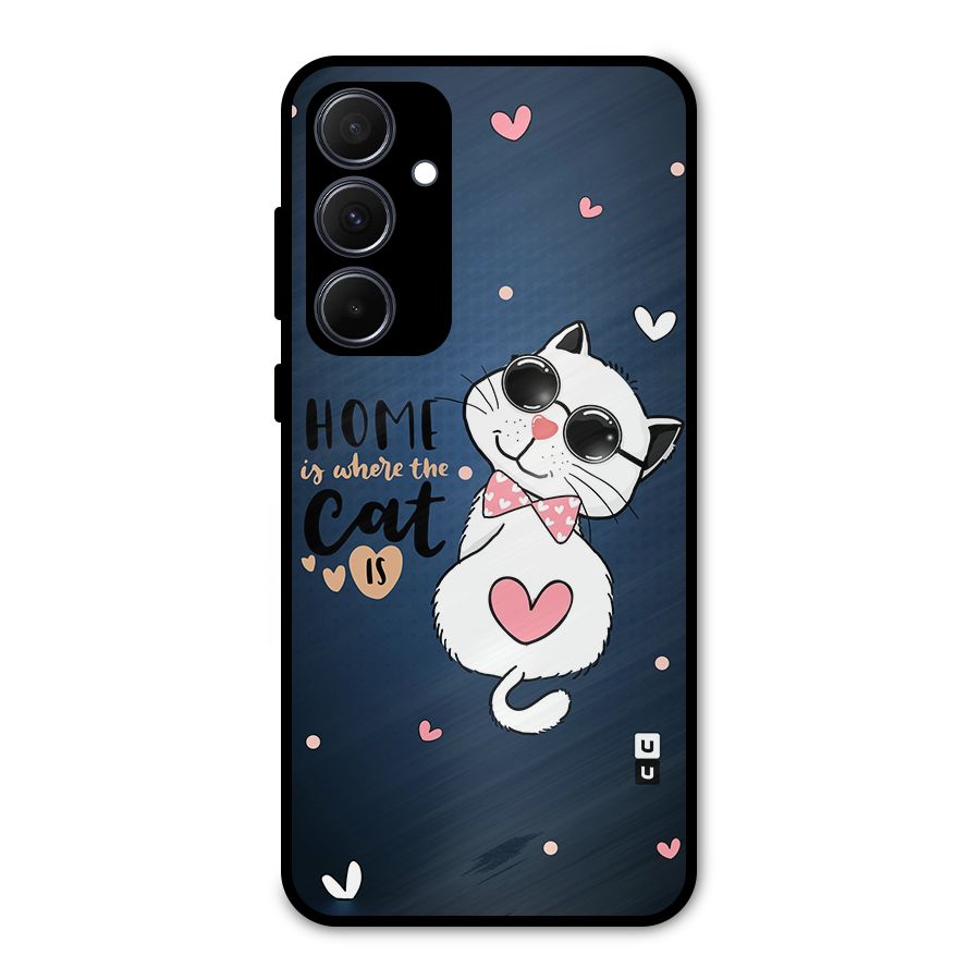 Home Where Cat Metal Back Case for Galaxy A35