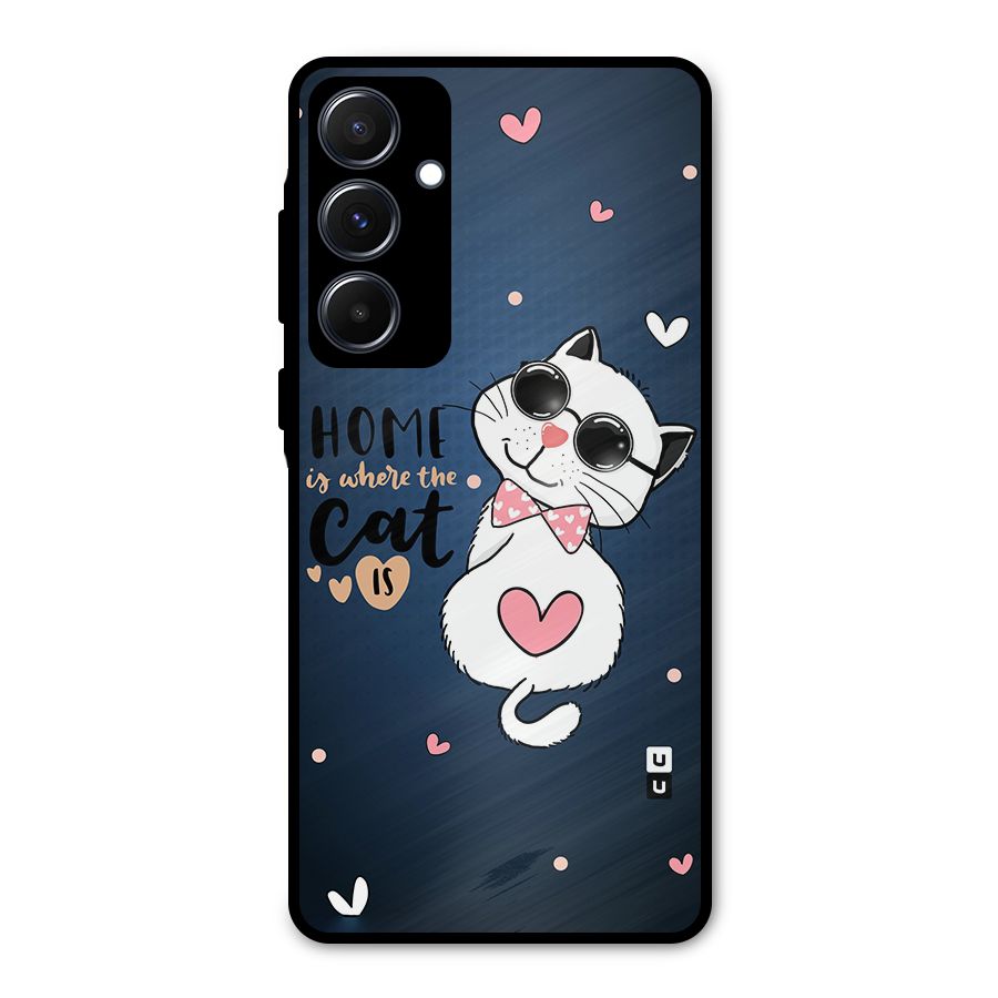 Home Where Cat Metal Back Case for Galaxy A55