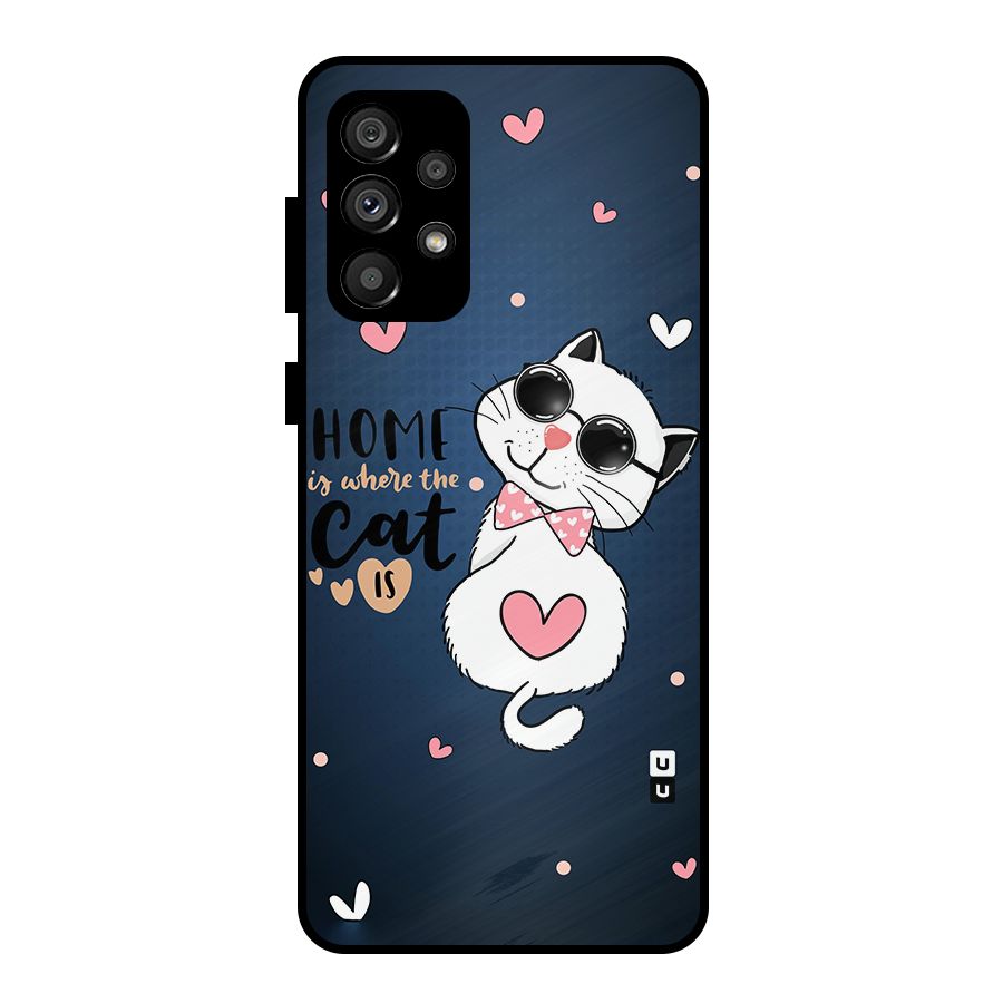 Home Where Cat Metal Back Case for Galaxy A73 5G