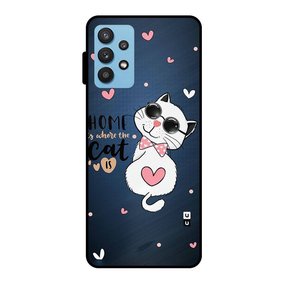 Home Where Cat Metal Back Case for Galaxy M32 5G
