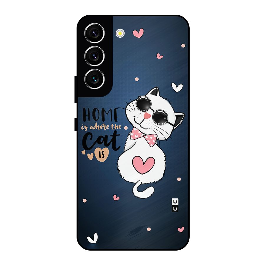 Home Where Cat Metal Back Case for Galaxy S22 5G