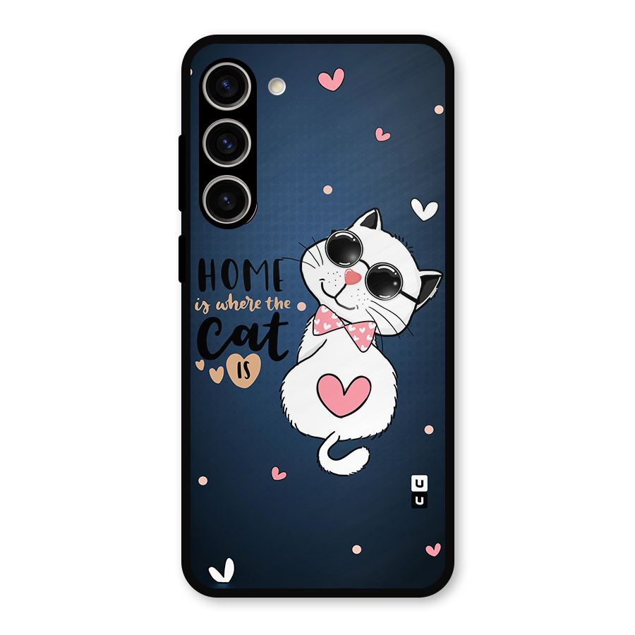 Home Where Cat Metal Back Case for Galaxy S23 Plus