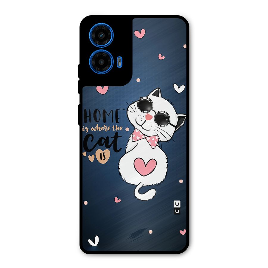 Home Where Cat Metal Back Case for Moto G45