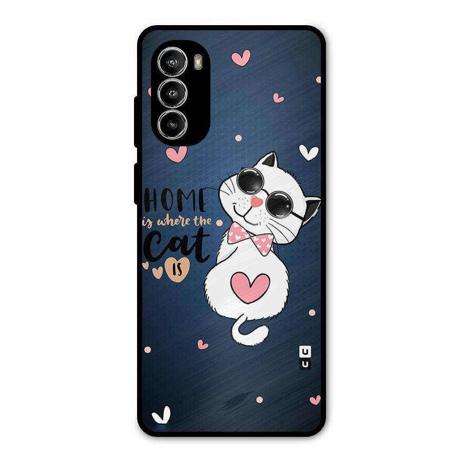 Home Where Cat Metal Back Case for Moto G52