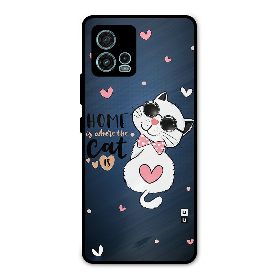 Home Where Cat Metal Back Case for Moto G72