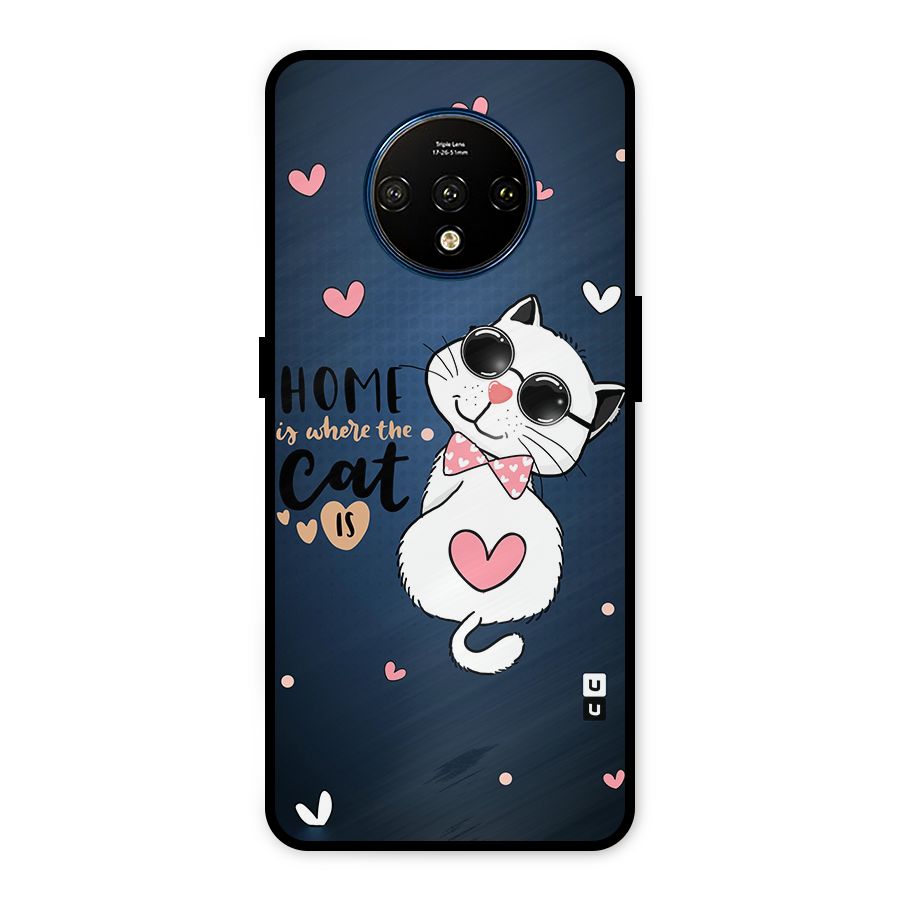 Home Where Cat Metal Back Case for OnePlus 7T