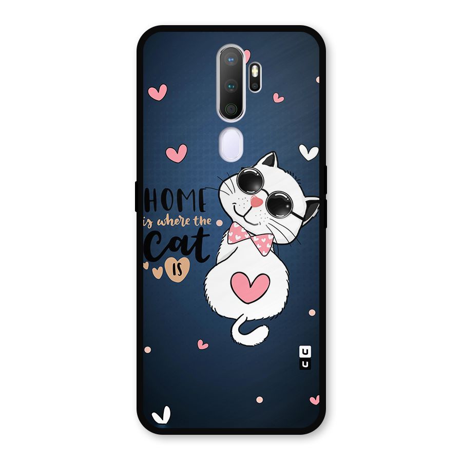 Home Where Cat Metal Back Case for Oppo A5 (2020)