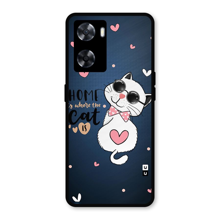 Home Where Cat Metal Back Case for Oppo A77s