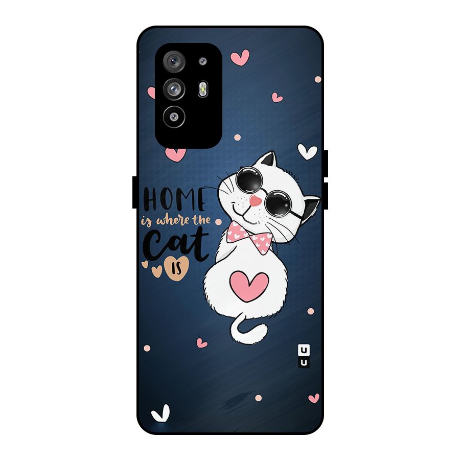 Home Where Cat Metal Back Case for Oppo F19 Pro Plus 5G