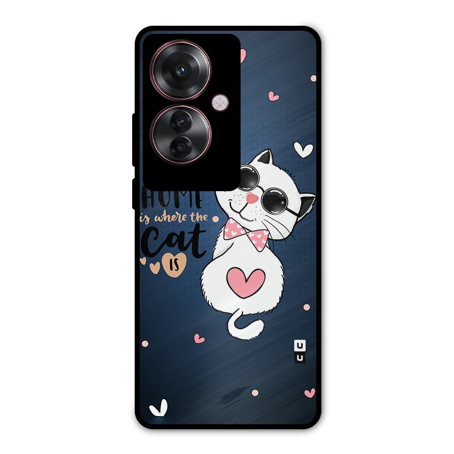 Home Where Cat Metal Back Case for Oppo F25 Pro