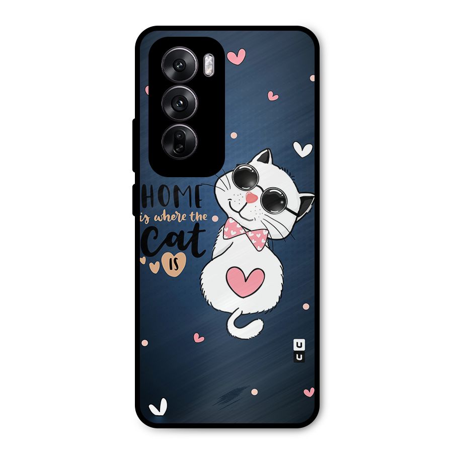 Home Where Cat Metal Back Case for Oppo Reno12