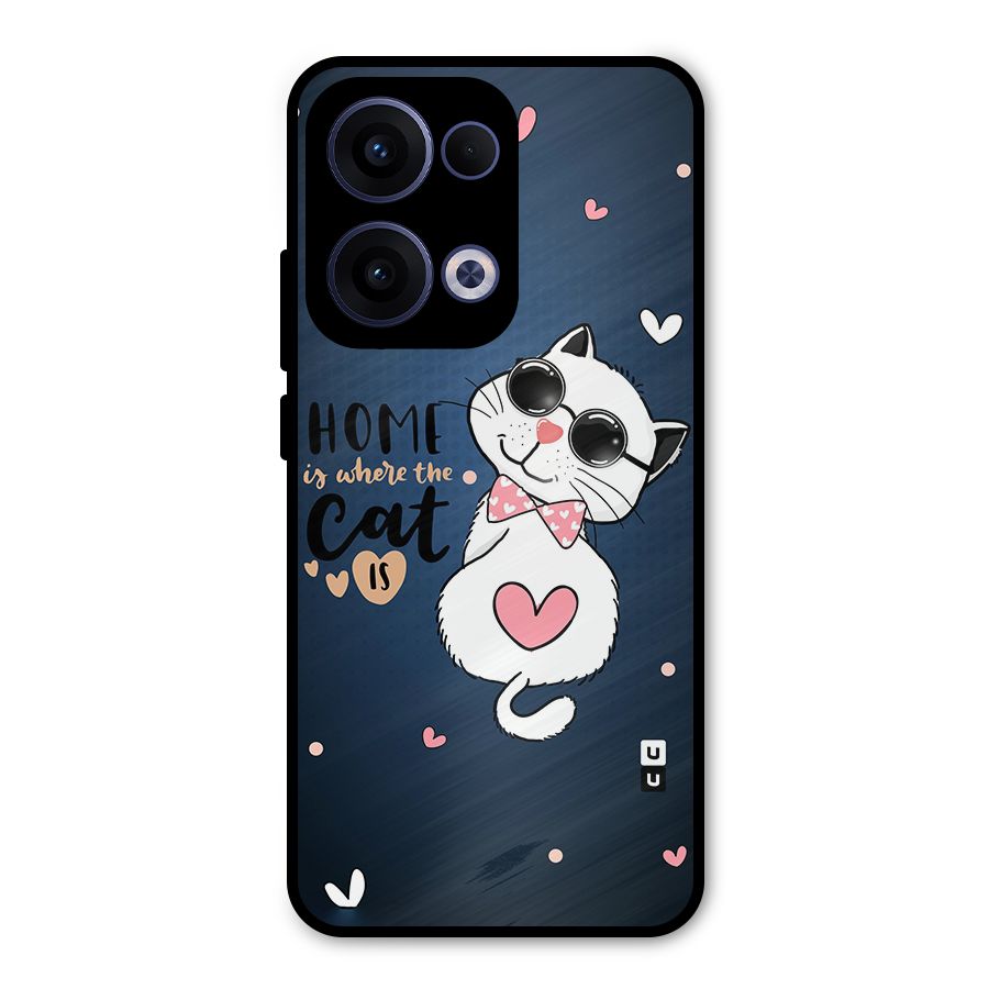 Home Where Cat Metal Back Case for Oppo Reno13