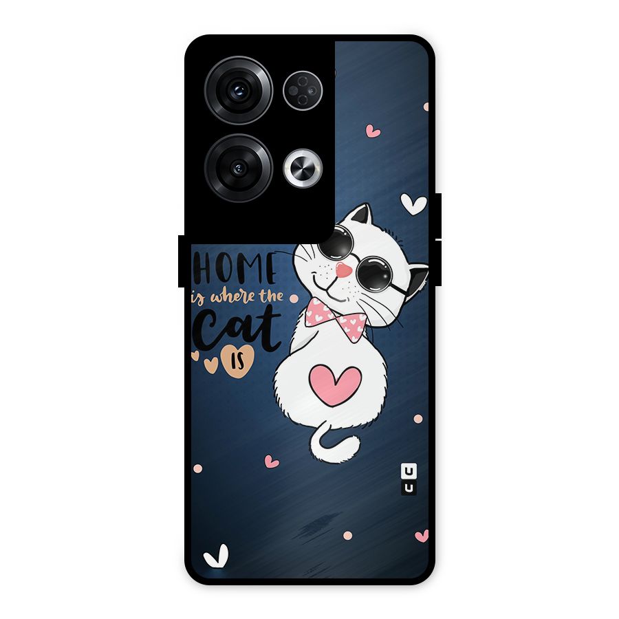 Home Where Cat Metal Back Case for Oppo Reno8 Pro 5G