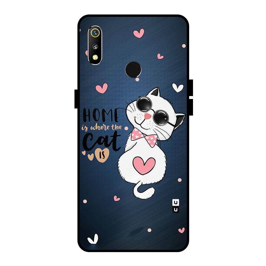 Home Where Cat Metal Back Case for Realme 3i