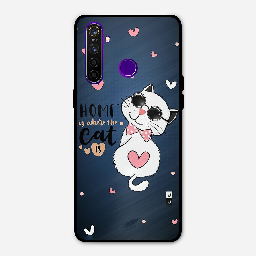 Home Where Cat Metal Back Case for Realme 5 Pro