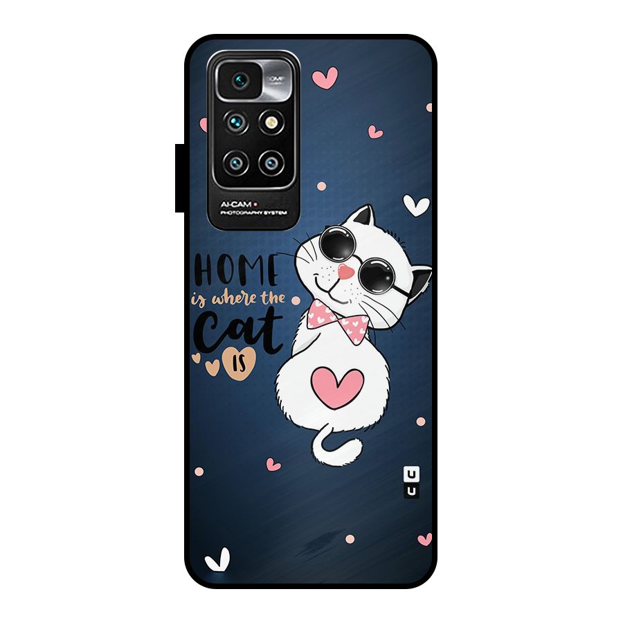 Home Where Cat Metal Back Case for Redmi 10 Prime