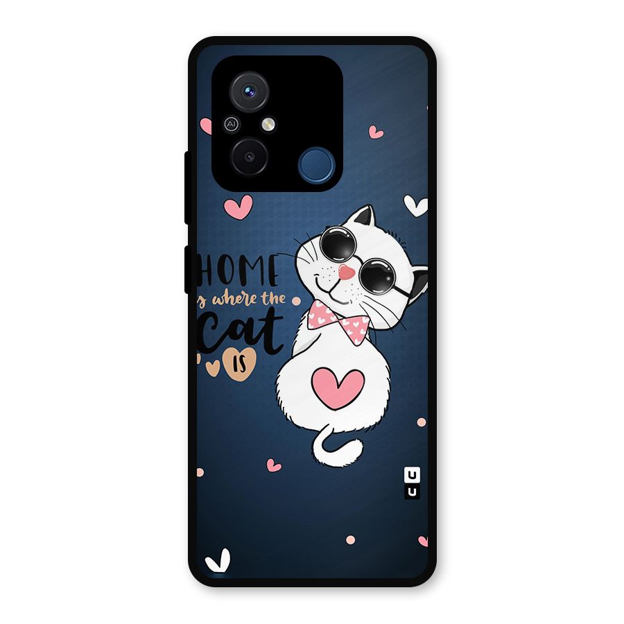 Home Where Cat Metal Back Case for Redmi 12C