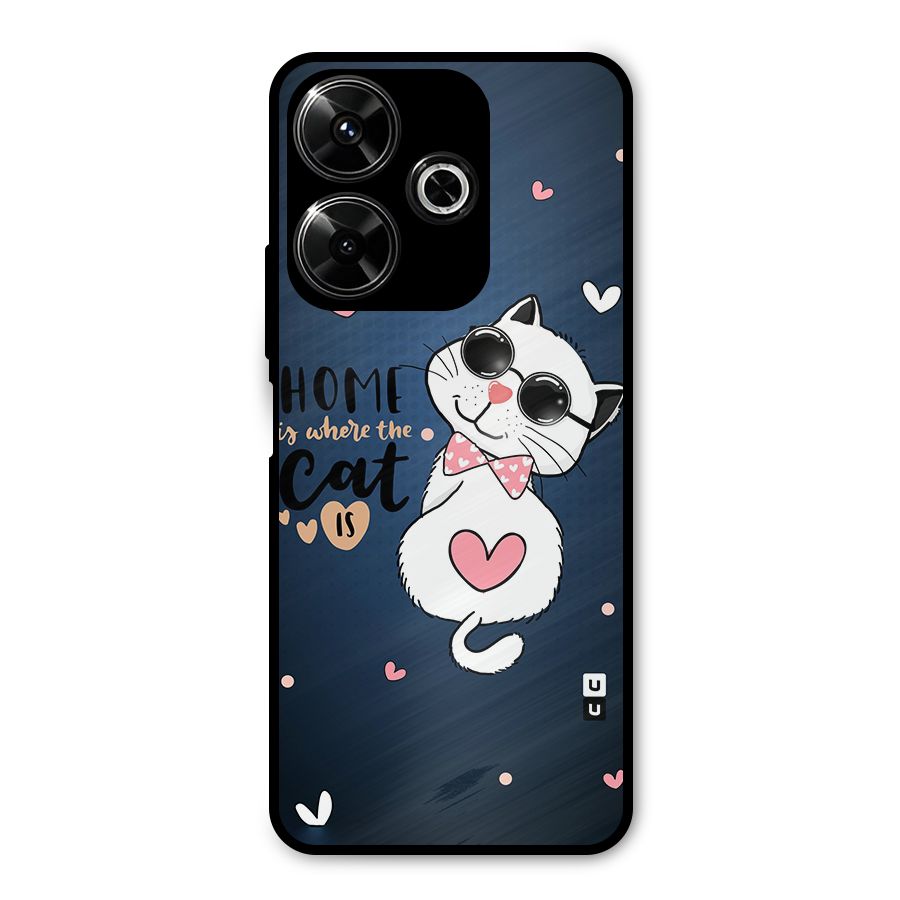 Home Where Cat Metal Back Case for Redmi 13 5G