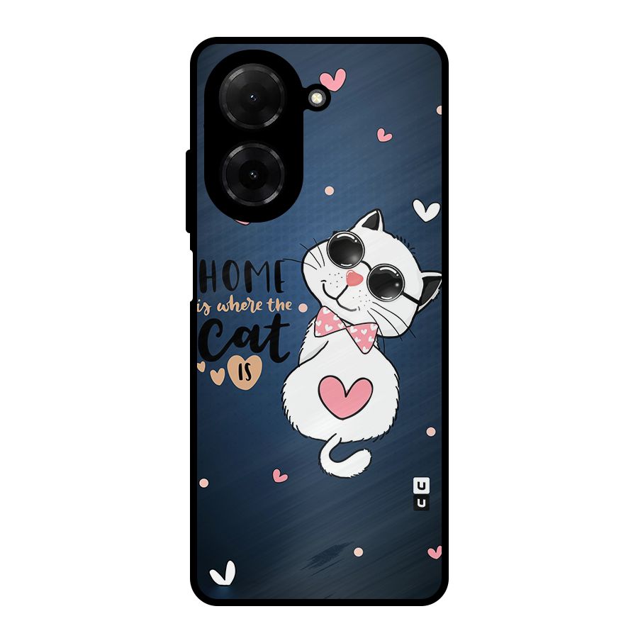 Home Where Cat Metal Back Case for Redmi A5 4G