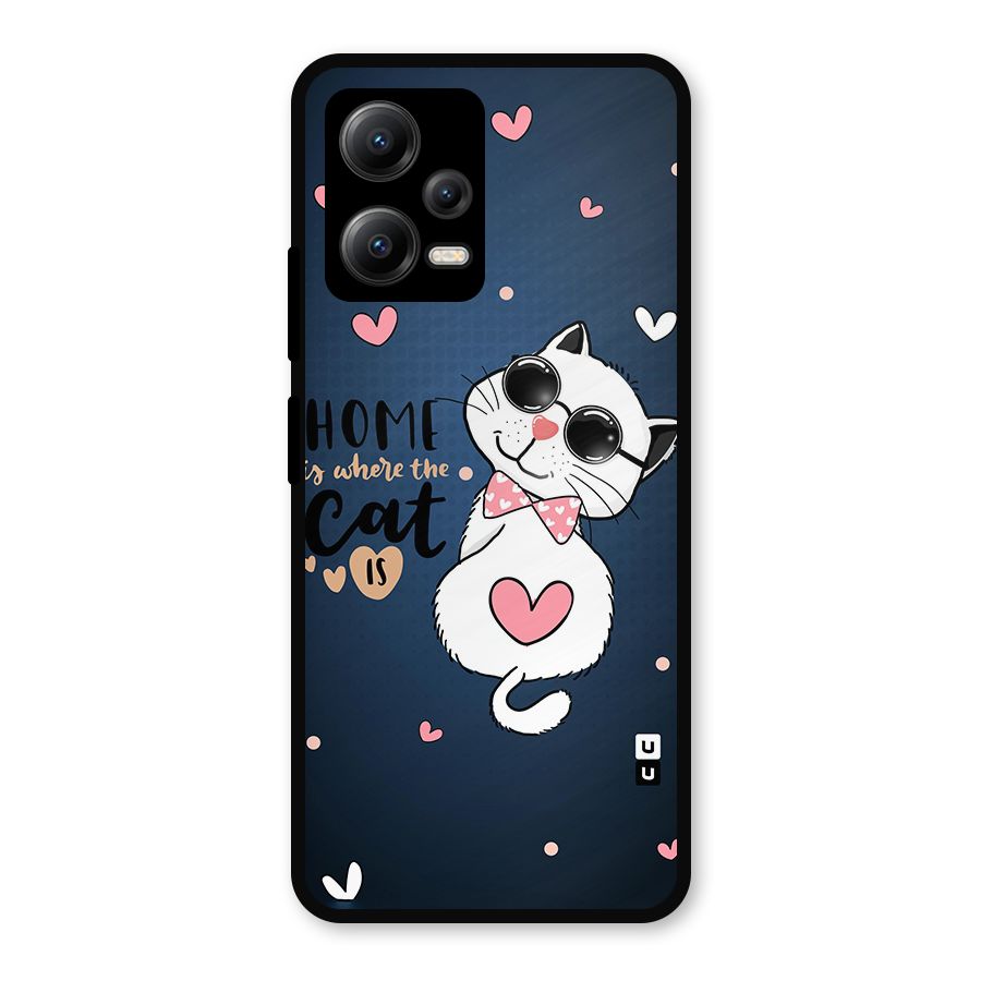 Home Where Cat Metal Back Case for Redmi Note 12 5G