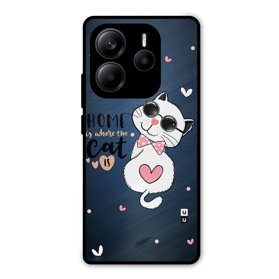 Home Where Cat Metal Back Case for Redmi Note 14 5G