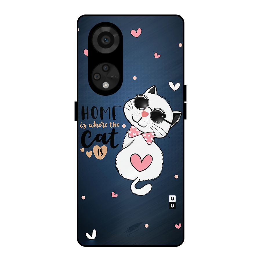 Home Where Cat Metal Back Case for Reno8 T 5G