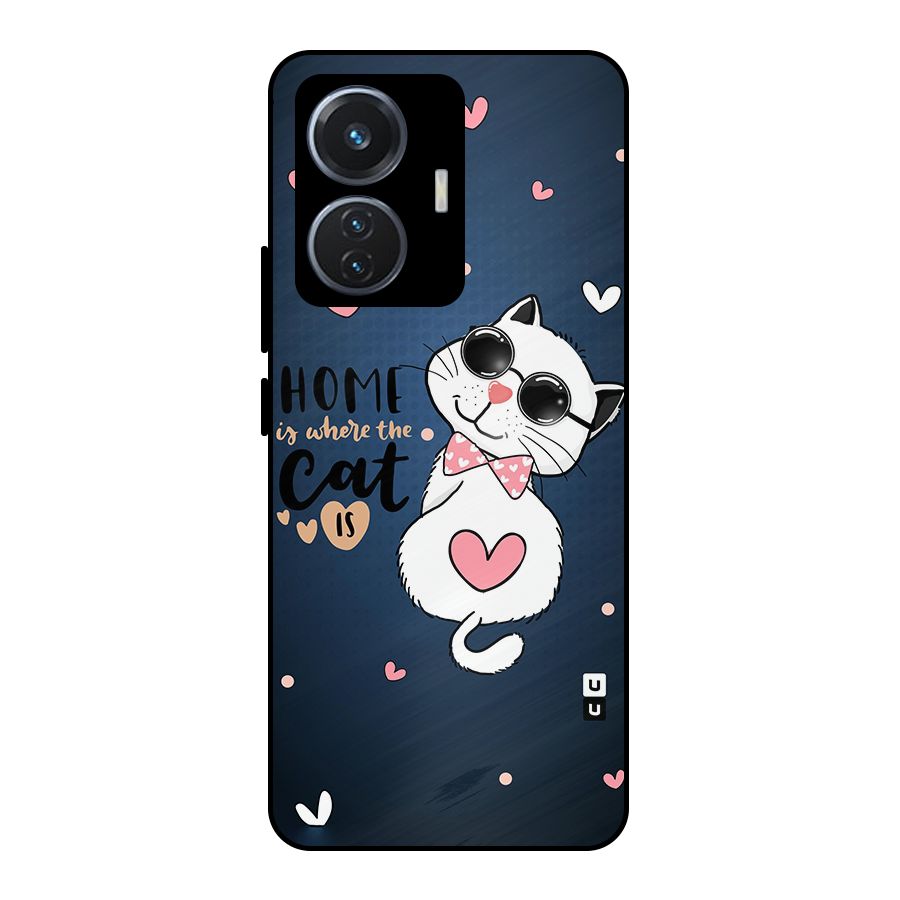 Home Where Cat Metal Back Case for Vivo T1 44W