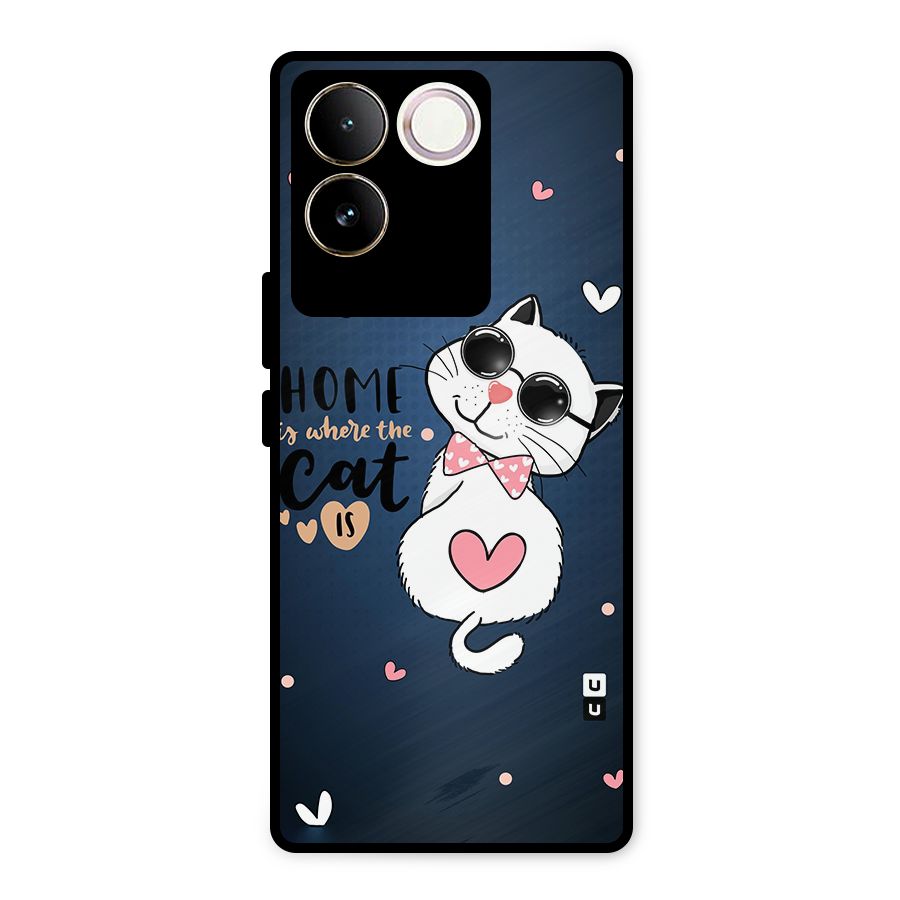 Home Where Cat Metal Back Case for Vivo T2 Pro