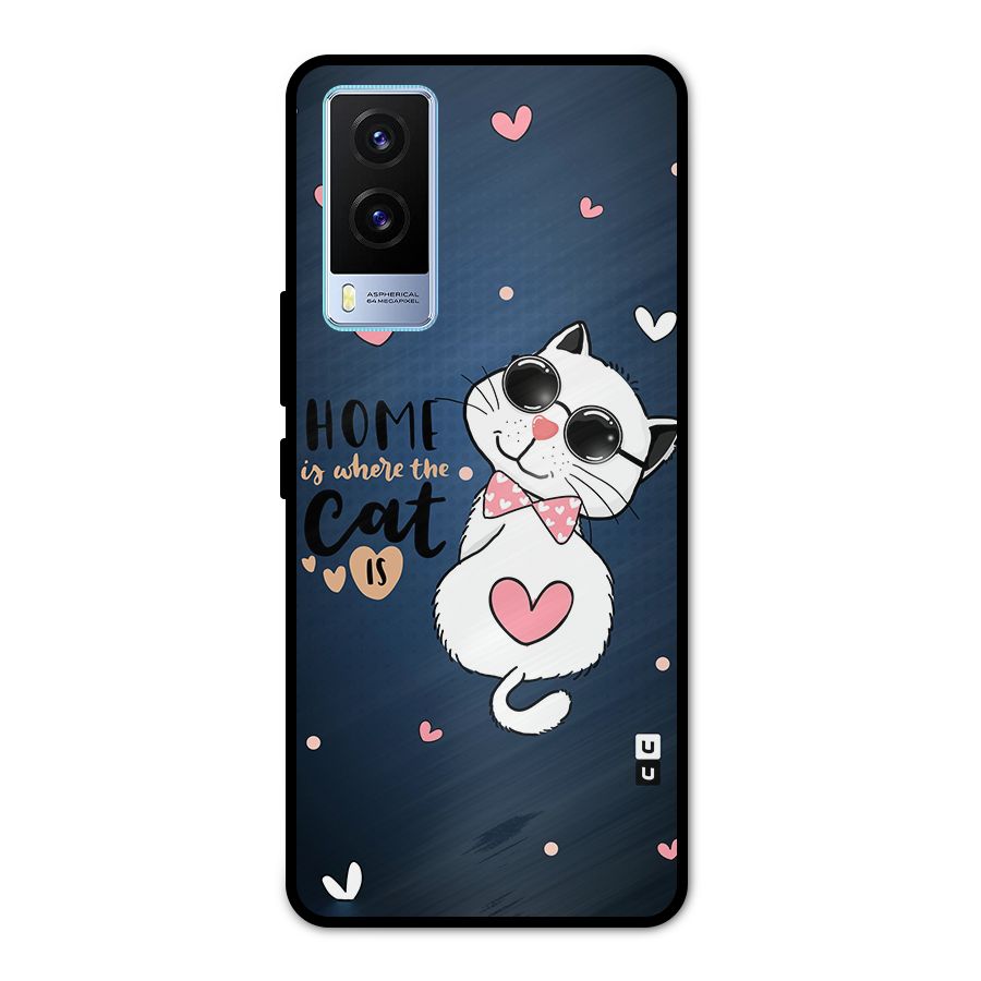 Home Where Cat Metal Back Case for Vivo V21e 5G