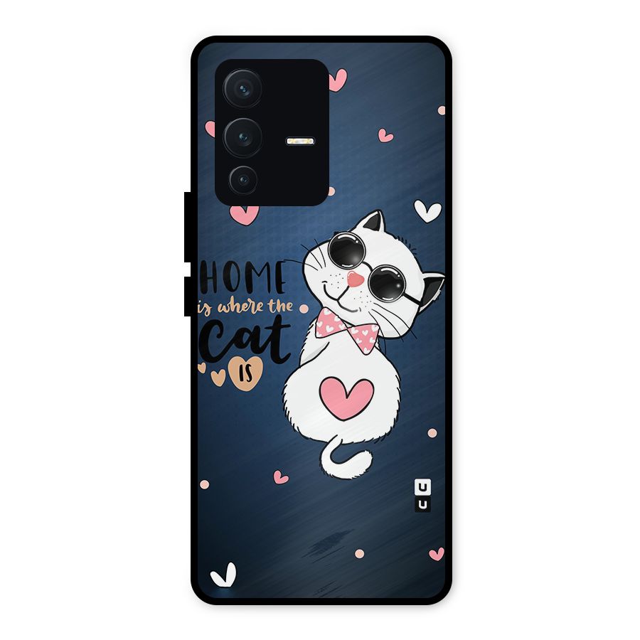 Home Where Cat Metal Back Case for Vivo V23 5G