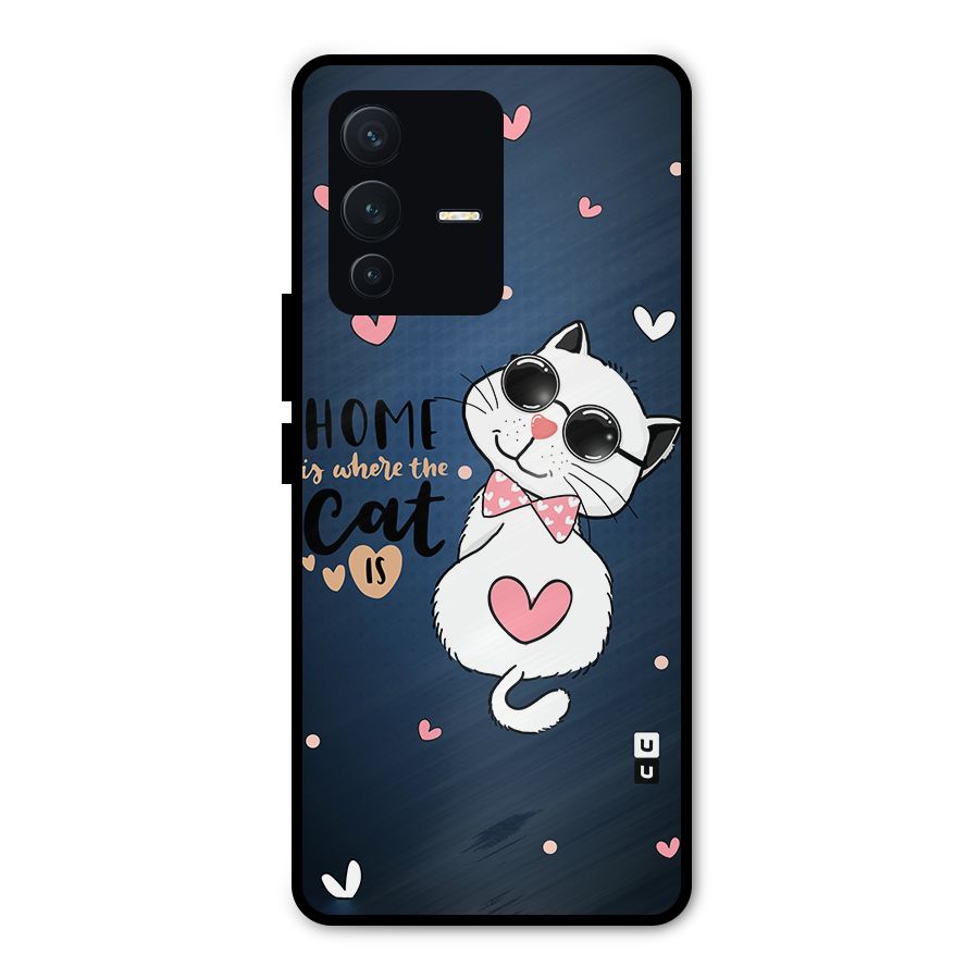 Home Where Cat Metal Back Case for Vivo V23 Pro