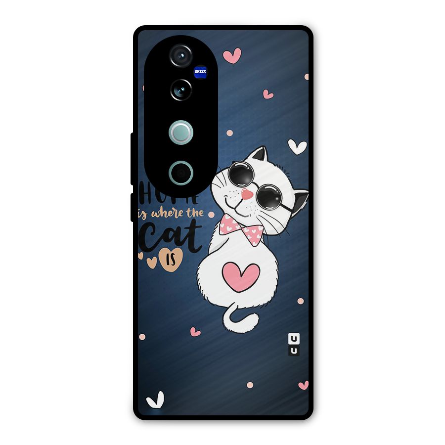 Home Where Cat Metal Back Case for Vivo V40