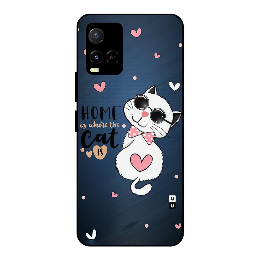 Home Where Cat Metal Back Case for Vivo Y21T