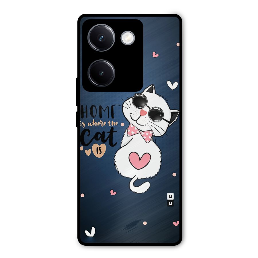 Home Where Cat Metal Back Case for Vivo Y300 Plus