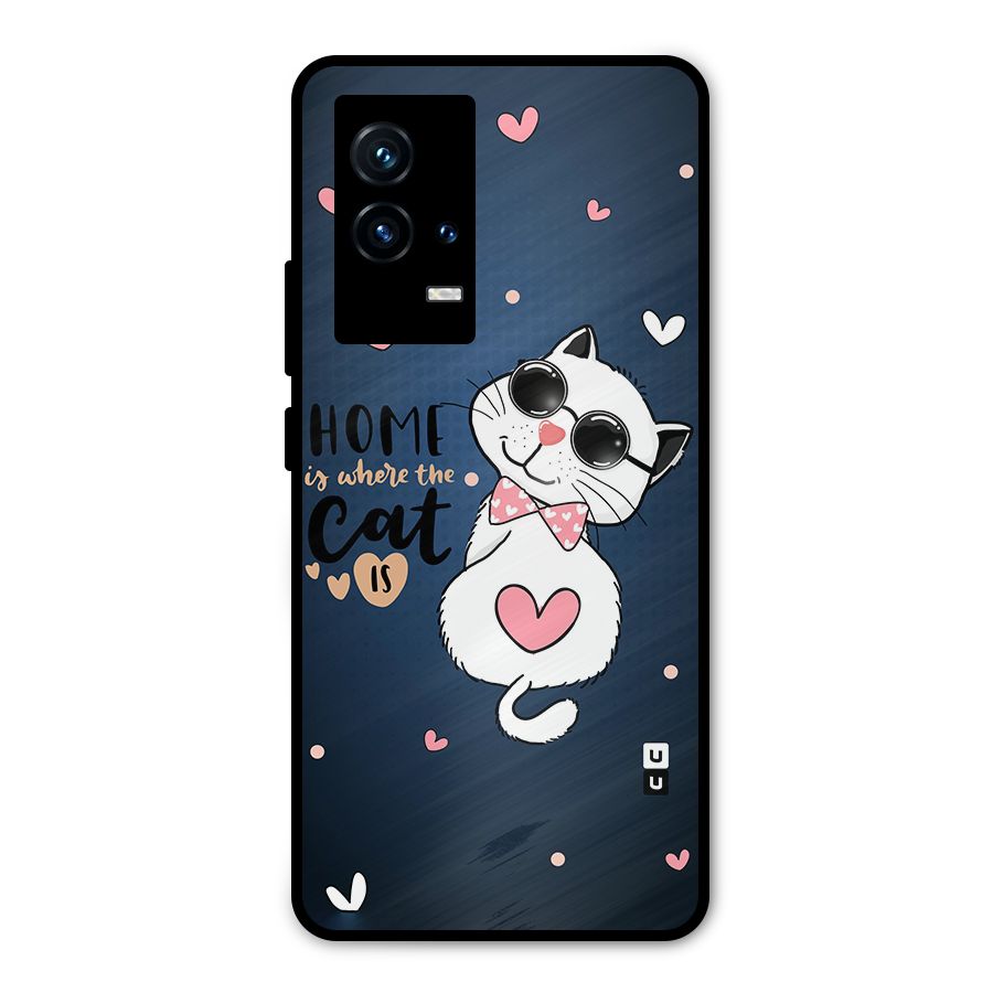 Home Where Cat Metal Back Case for iQOO 9 5G