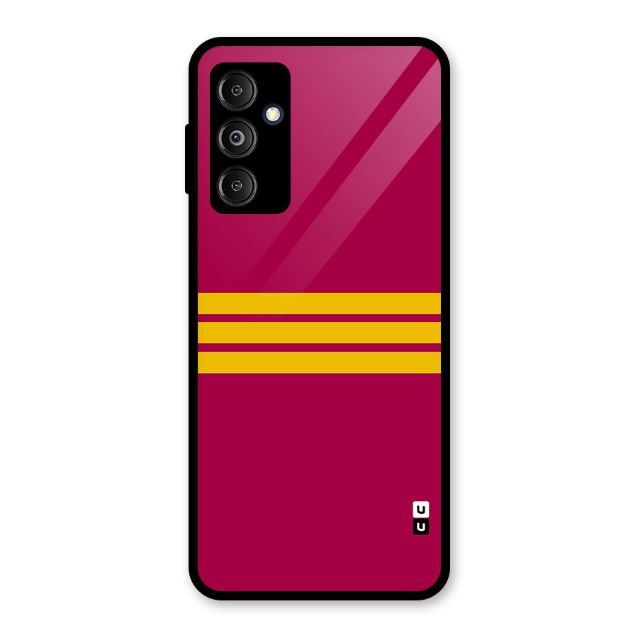 Horizontal Sports Stripes Glass Back Case for Galaxy M14 5G