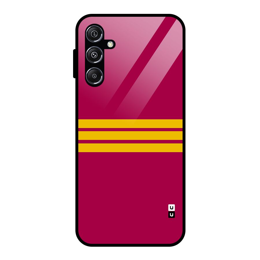 Horizontal Sports Stripes Glass Back Case for Galaxy M34 5G
