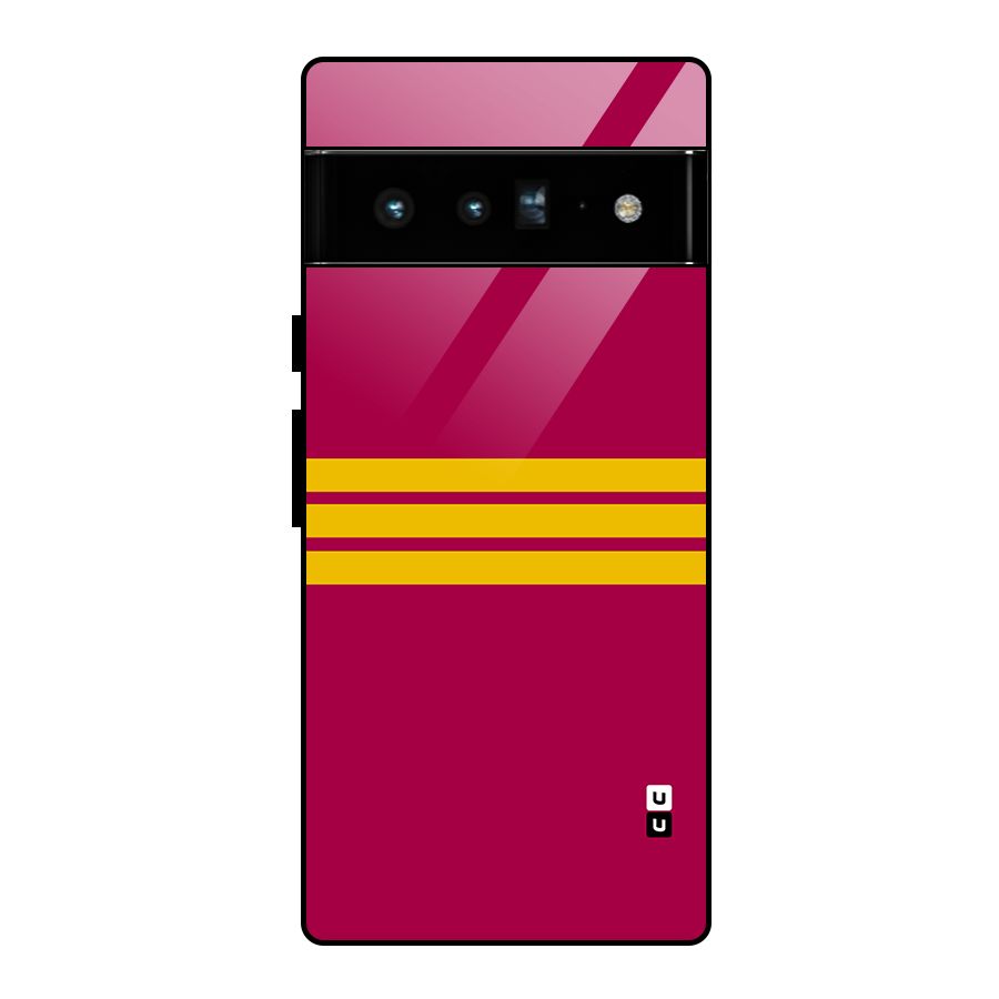 Horizontal Sports Stripes Glass Back Case for Google Pixel 6 Pro