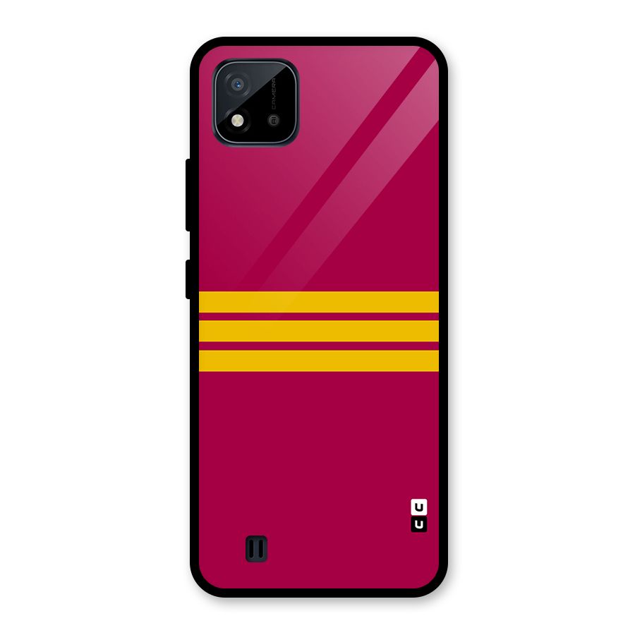 Horizontal Sports Stripes Glass Back Case for Realme C11 2021